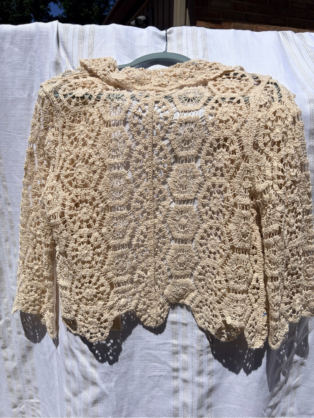 Ultra Pink Crochet Openwork Cardigan - Beige Cream - Picture 6 of 11